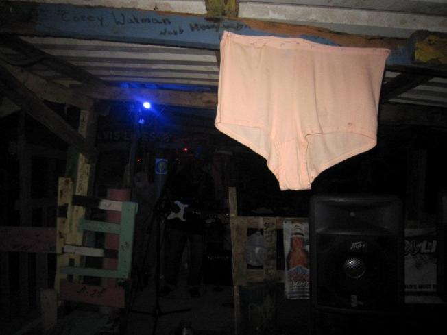 Lots of Large Panties decorate the Shack.... all offerings to Bomba! 